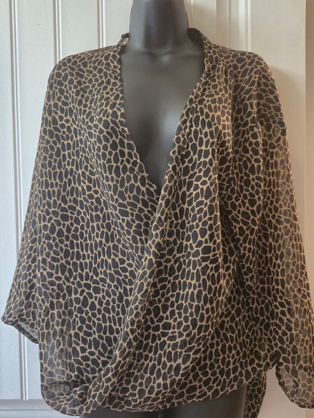 Womens Michael Kors Animal Print Draped Blouse Size Medium